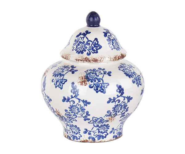 CONTENITORE CON COPERC.FIORI BLU