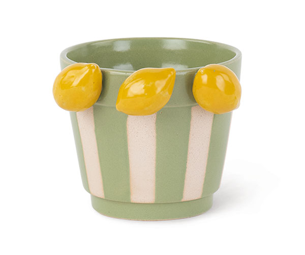 CACHEPOT RIGHE VERDI CON LIMONI