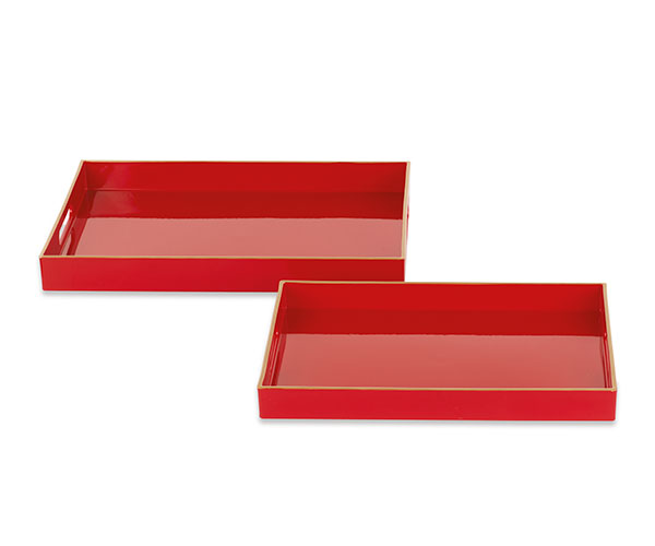 S/2 VASSOI ROSSI-ORO 350X250X35 400X300X42 MM