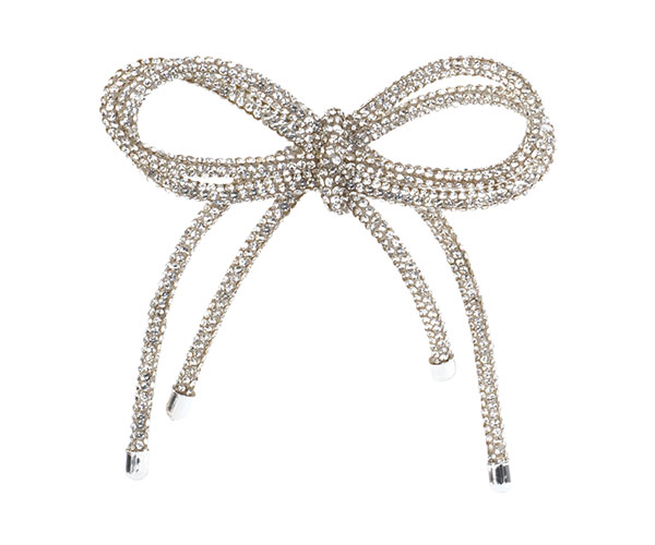 DOPPIO FIOCCO STRASS ARGENTO 100X130 MM