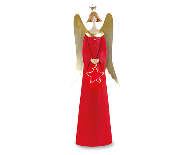ANGELO METALLO ROSSO-ORO CON LED H.650 MM
