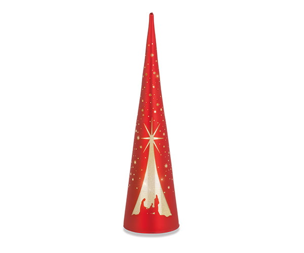 CONO NATIVITÀ ROSSO CON LED H.350 MM