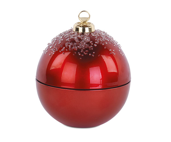 SFERA VETRO ROSSA CON CAND.CON SCAT. D.105 MM