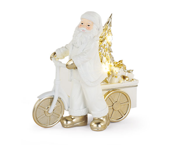 BABBO NAT.BIA/ORO CON MOTO CON LED L.190XH.200 MM