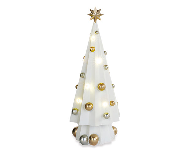 ALBERO BIANCO/ORO CON LED H.300 MM