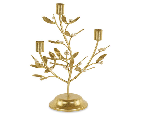 PORTA 3 CANDELE VISCHIO ORO 230XH.300 MM