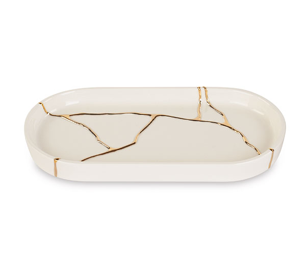VASSOIO OVALE KINTSUGI BIANCO 260X130 MM