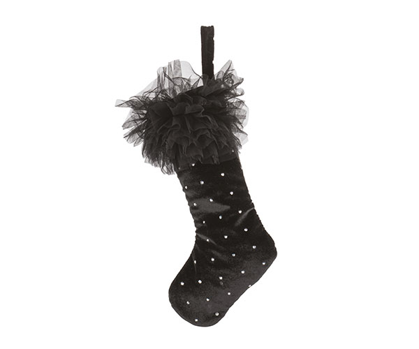 CALZA VELLUTO E TULLE NERO 290 MM