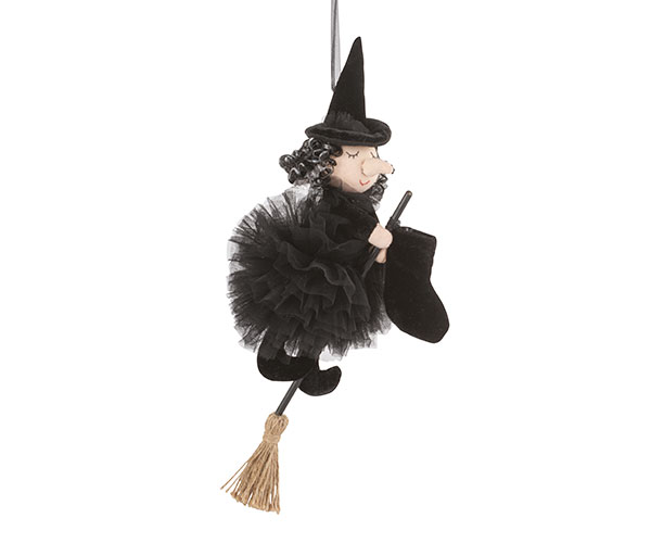 BEFANA VOLANTE VELLUTO NERO H.350 MM