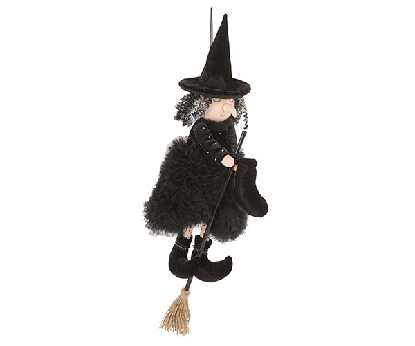 BEFANA VOLANTE VELLUTO NERO H.700 MM