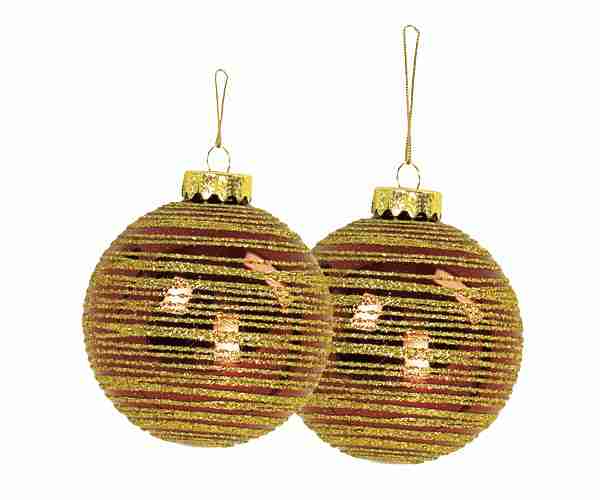 SET 4 PALLINE VETRO RIGHE MARR D.80 MM
