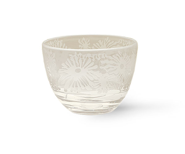 VASO VETRO C/FIORI RILIEVO ø 210X150 MM