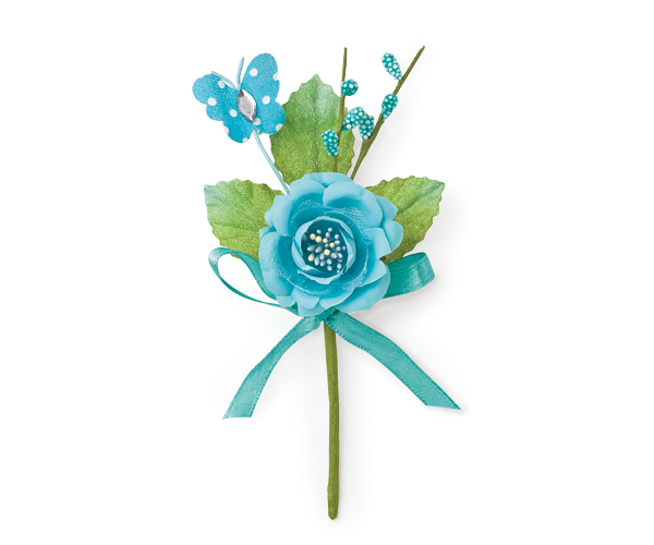 PICK ROSA C/FARFALLA AZZURRA 135 MM