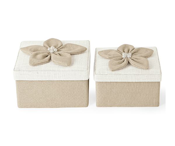 SET 2 SCATOLE C/FIORE 130X130X80 140X140X85 MM