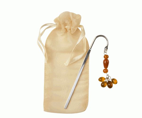 SEGNALIBRO AMBRA C/SACC.AVORIO MM