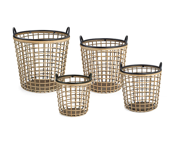 SET 4 CESTONI BAMBOO BORDO NERO