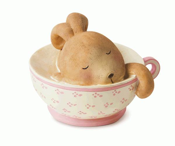 CONIGLIETTA NELLA TAZZA ROSA 110 MM