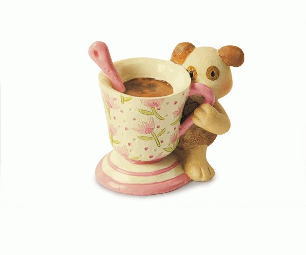 CANE C/TAZZA ROSA H.55 MM