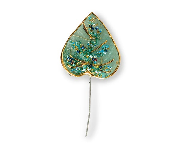 FOGLIA C/GEMME TURCHESE H.50 MM