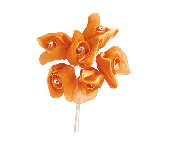 MAZZET. 6 ROSE C/BRILL.ARANCIO ø 30 MM