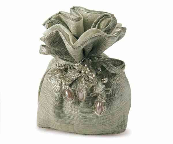 SACCHETTO C/PICK PAVONE ARGENT 90X45X120 MM