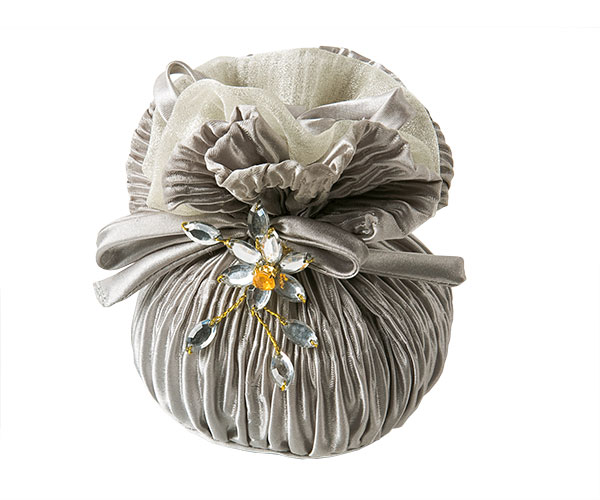 SACCHETTO PLISSE'C/FIORE GRIGI ø 70XH.85 MM