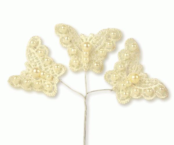 SET 3 FARFALLE MACRAME'AVORIO 40 MM