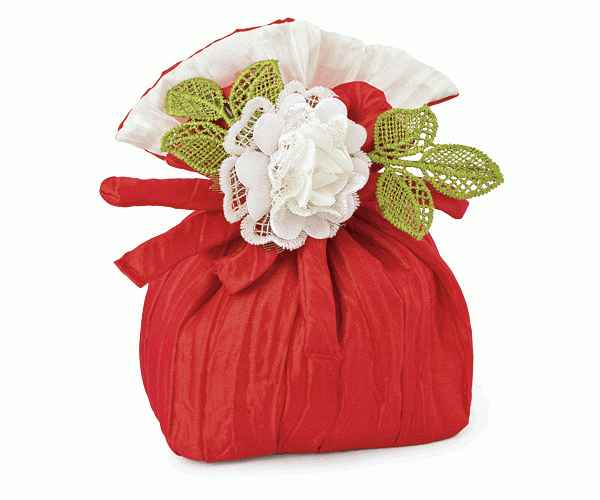 SACCHETTO ROSSO-AVORIO CON FIORE
