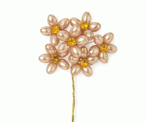 MAZZETTO 6 FIORI PERLE PESCA ø 25 MM