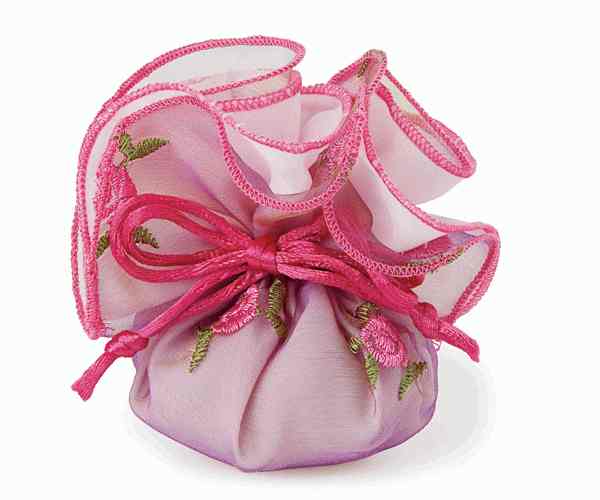 SACCOCCIO ROSA C/RICAMO ROSE ø 80 MM