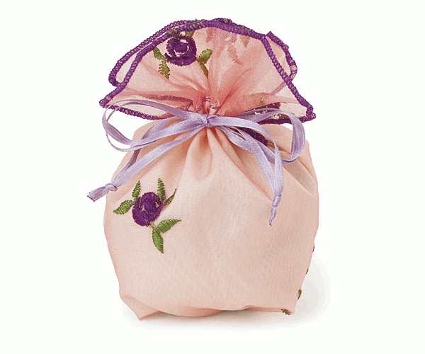 SACCHETTO PESCA C/RICAMO ROSE 80XH.120 MM