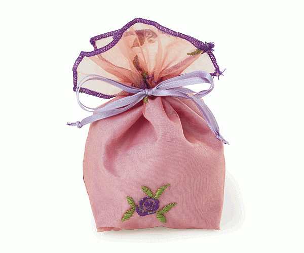 SACCHETTO VIOLA C/RICAMO ROSE 80XH.120 MM