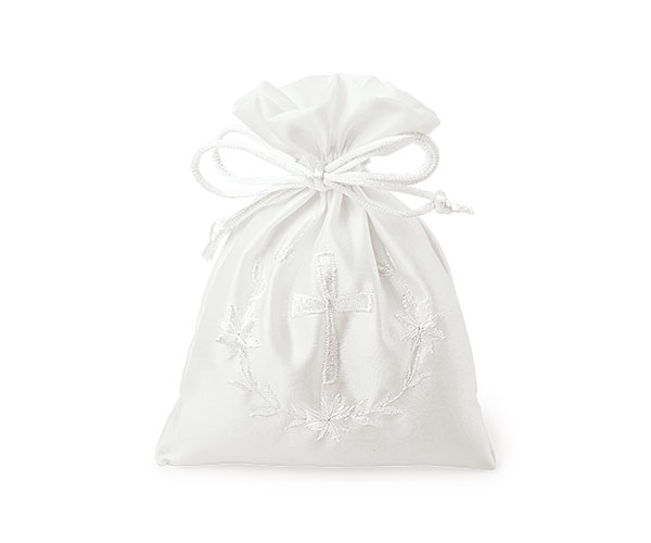 SACCHETTO BIANCO RICAMO CROCE 120X160 MM