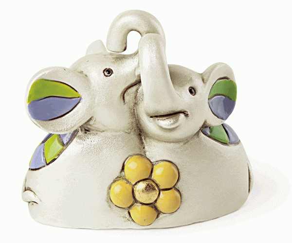 COPPIA ELEFANTI VERDE/VIOLA 80XH.80 MM