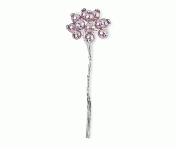 S/12 PERLE LILLA C/STRASS ø 8 MM