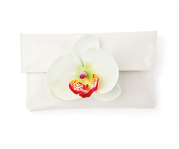 BUSTA ECOPELLE BIANCA C/ORCHID 130X80 MM