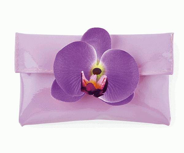 BUSTA ECOPELLE LILLA C/ORCHIDE 130X80 MM