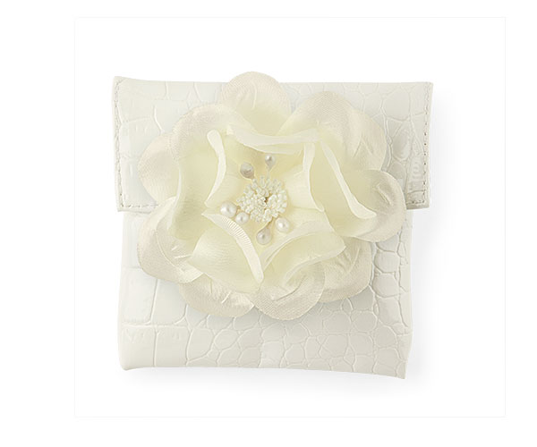 BUSTA ECOPELLE BIANCA C/FIORE 100X100 MM