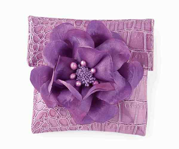 BUSTA ECOPELLE VIOLA C/FIORE 100X100 MM