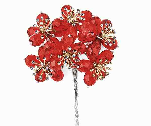 S/6 FIORE ACRILICO ROSSO C/DIA ø 38 MM