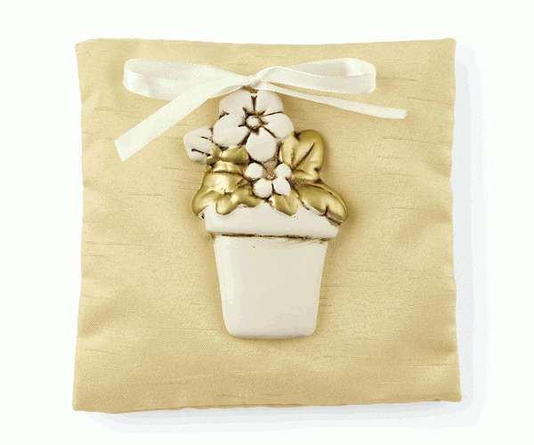 SACCHETTO ECRUE C/VASO FIORI 110X110 MM