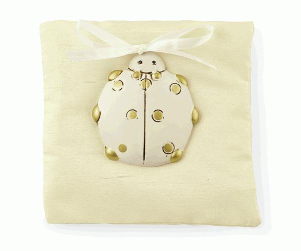 SACCHETTO AVORIO C/COCCINELLA 110X110 MM