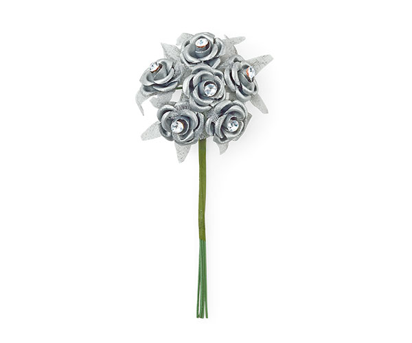 MAZZETTO 6 ROSE C/BRILL.ARGENT ø 17 MM