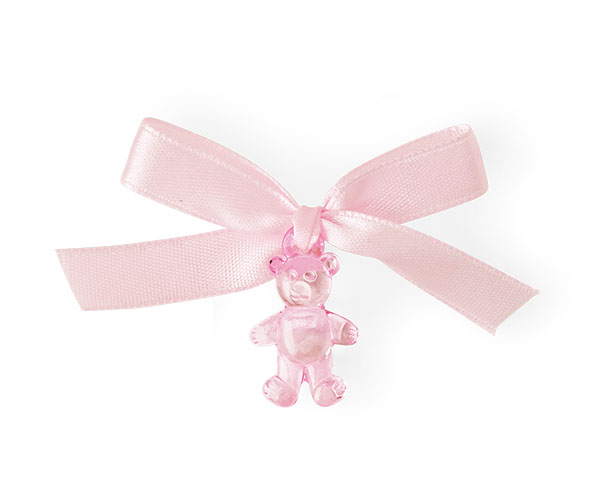 SET 12 ORSETTI FIOCCO ROSA H.25 MM