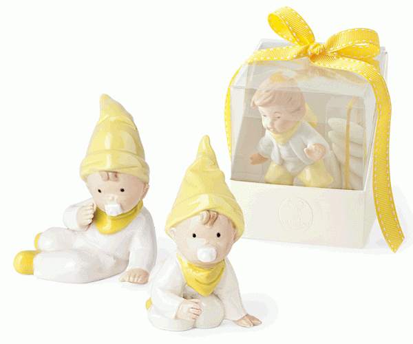 BIMBO PORCELL.GIALLO CON SCATOLA 56563D H.95 MM