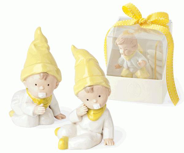 BIMBO PORCELL.GIALLO CON SCATOLA 56565D H.110 MM