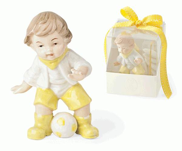 BIMBO CON PALLONE PORCELLANA GIALLO CON SCATOLA