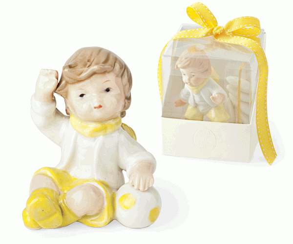 BIMBO CON PALLONE PORCELLANA GIALLO CON SCATOLA