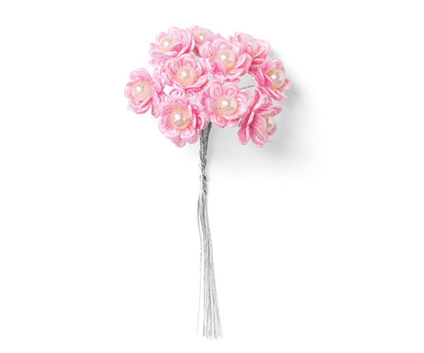 S/10 FIORELLINI C/PERLA ROSA ø 18 MM