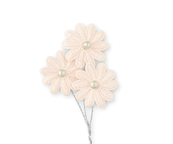 SET 3 MARGHERITE ROSA C/PERLA ø 30 MM